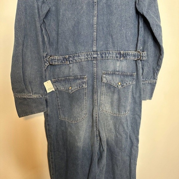 NWT Free People X Cares FP Townes Denim Jumpsuit Coverall High Noon Women's L - Picture 5 of 10